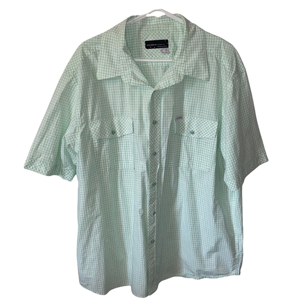 Y2K Vintage 2000s Rocawear Plaid Light Green Polo Size 2X